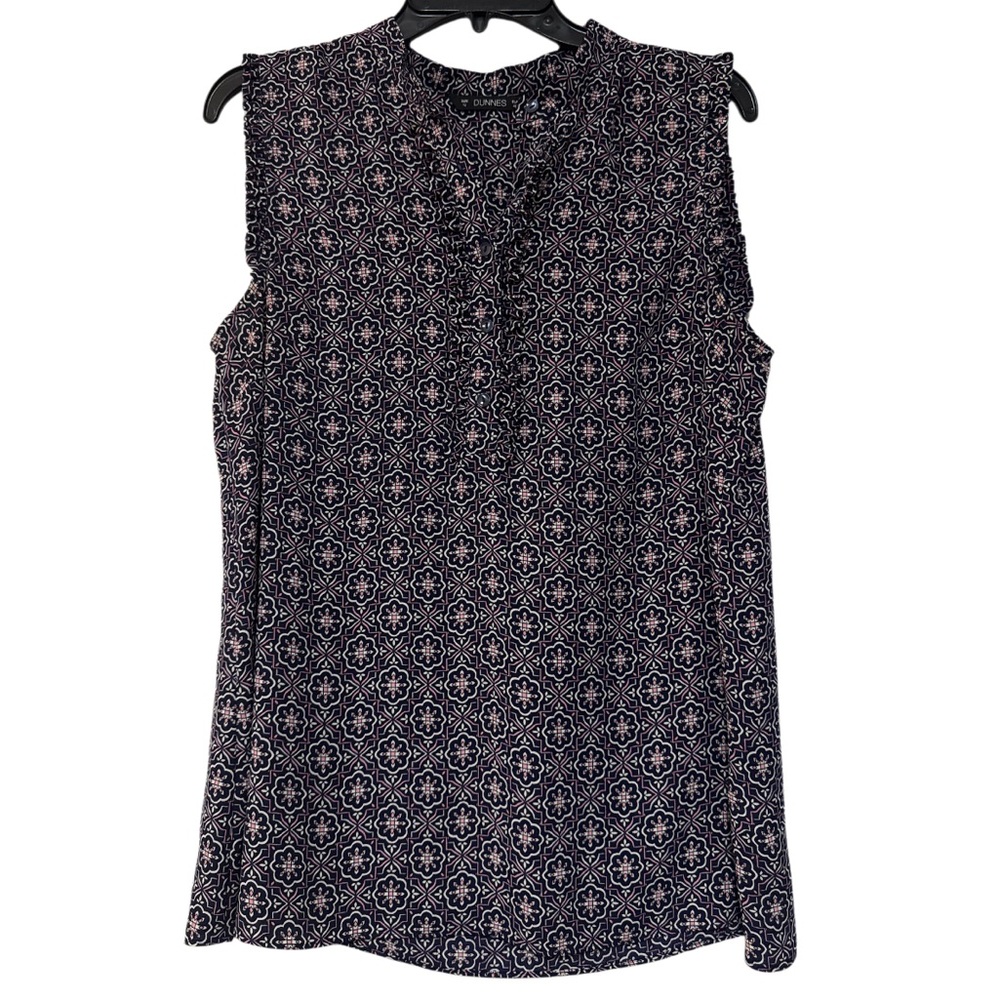 DUNNES Elegant Black Lace Blouse Ruffled Sleeves - Size 12